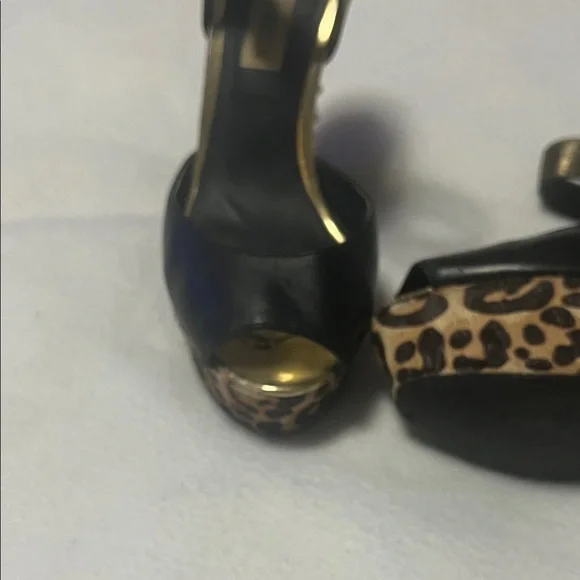 Black & Leopard Platform Ankle-Strap Heels Steve Madden - Picture 2 of 10